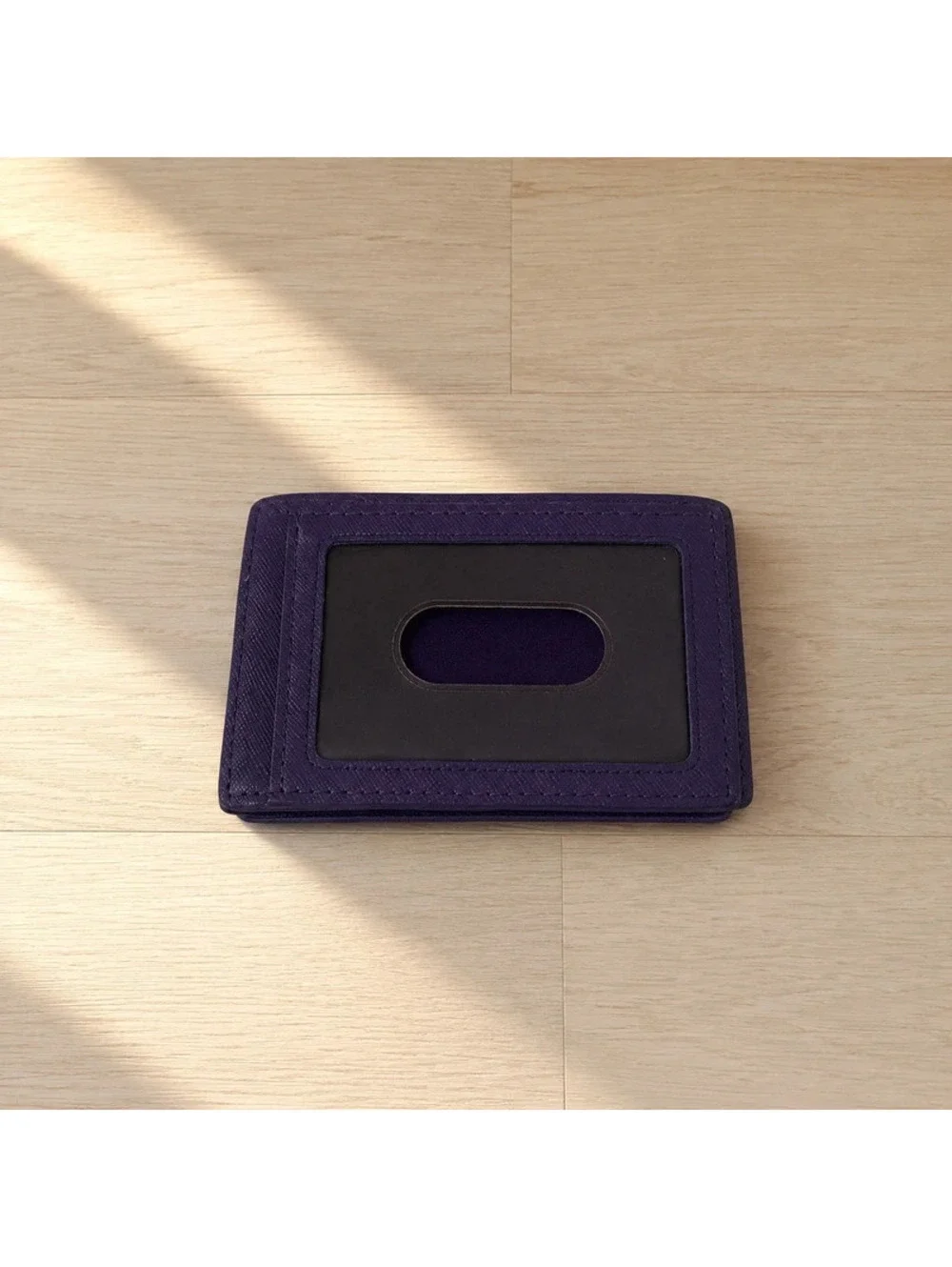 Coach Purple Leather Small Wallet Card Holder Coin Purse ID Case Compact